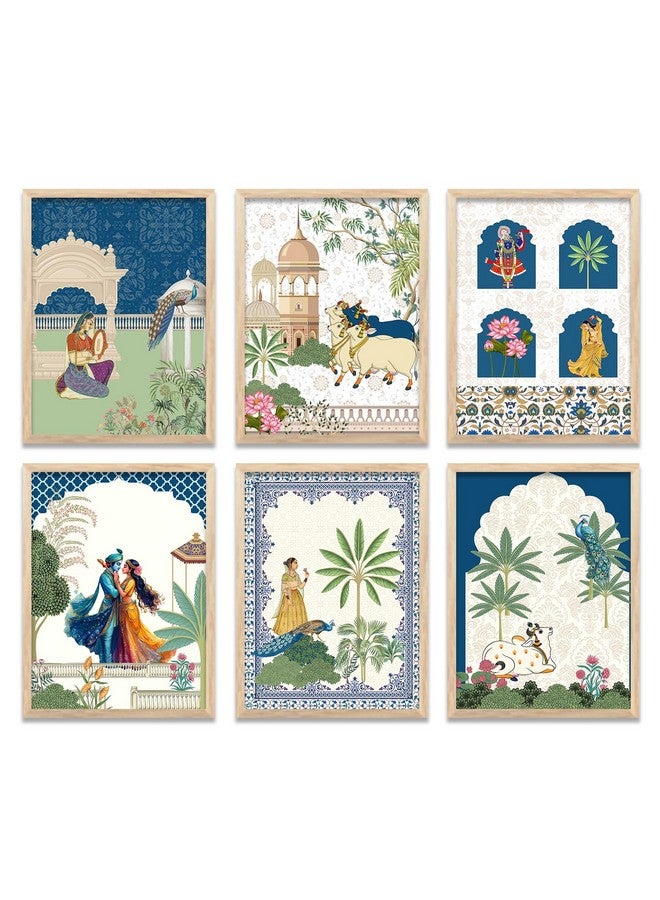 kotart Framed Wall Painting for Home Room Bedroom Office Wall Décor|Traditional Indian Wall Art Madhubani Paintings for Living Room|set of 6 (C, 10x13 inch) - Image 1