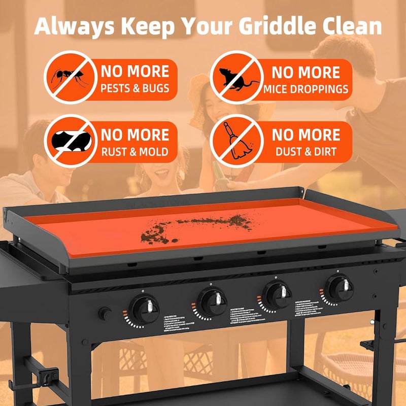 TURLIOARN Silicone Blackstone Griddle Cover 36ï¼ŒHeavy Duty Food Grade Silicone Mat, Silicone Griddle Coverï¼Œ All Season Griddle Top Protective for Grill Accessories - Image 4