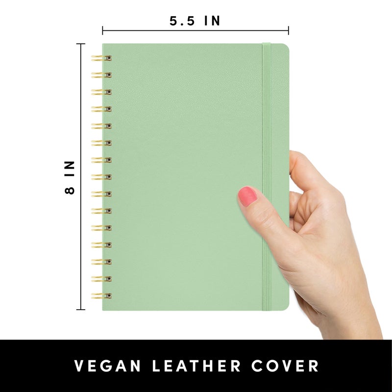 PAPERAGE Lined Spiral Journal Notebook, (Sage Green), 160 Pages, Hardcover Journal for Women & Men, Medium 5.5 in x 8 in - 100 GSM, Thick Paper, Spiral Notebook for Work, School & Journaling - Image 2