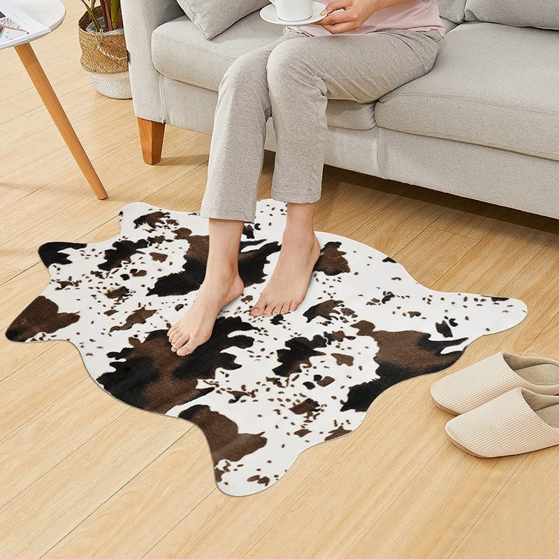 IMQOQ Cow Print Rug Faux Cowhide Area Carpet Animal Print Mat for Living Room Bedroom Non-Slip 3.6x2.5FT (110cmx75cm) - Image 3