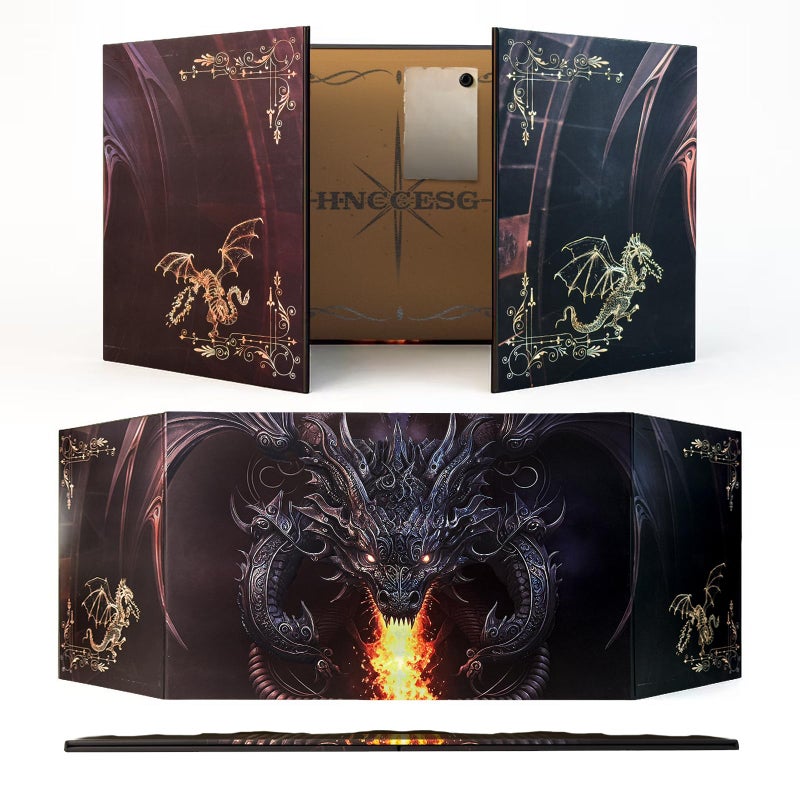HNCCESG Fantasy RPG DM Screen 3D Embossed Dragon DesignMagnetic Foldable Game Master Screen for Tabletop RolePlaying GamesPremium Gift for RPG Storytellers and Gamers - Image 3