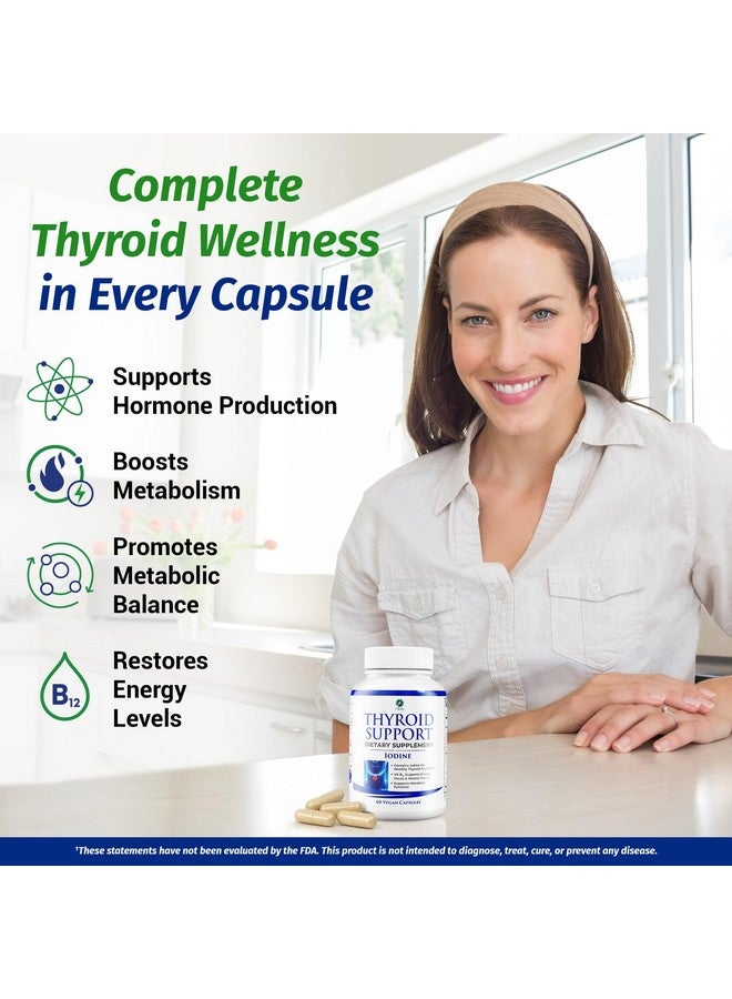 1 Body Thyroid Support Supplement with Iodine, B12, Zinc, Selenium, Ashwagandha, Non-GMO, Vegetarian, 30 Day Supply - Image 2