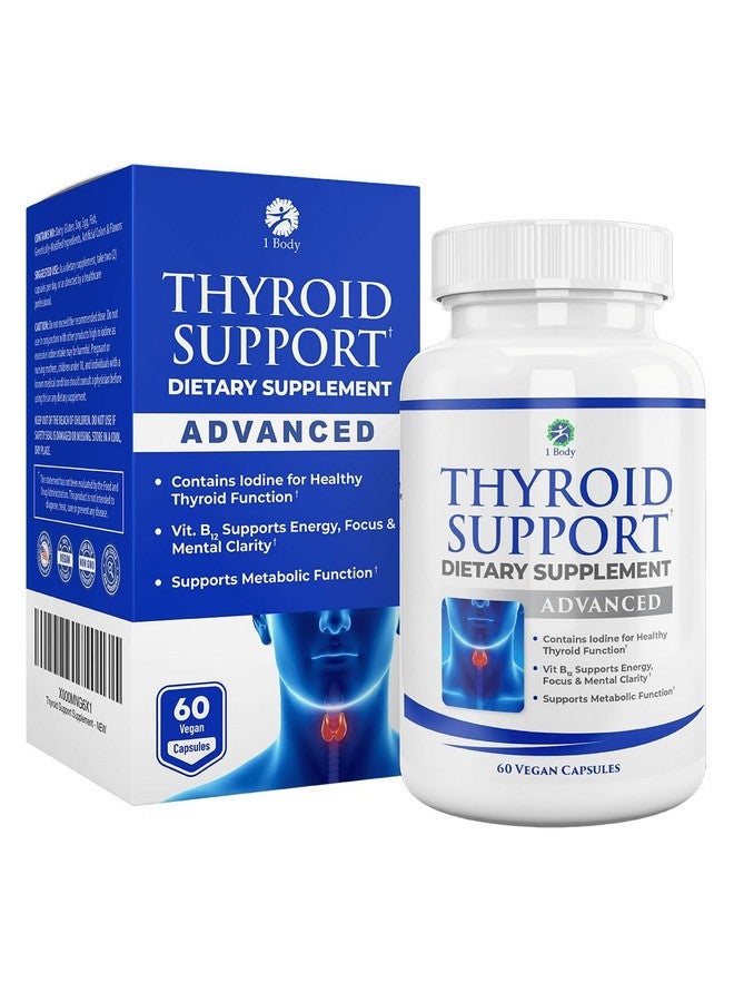 1 Body Thyroid Support Supplement with Iodine, B12, Zinc, Selenium, Ashwagandha, Non-GMO, Vegetarian, 30 Day Supply - Image 1