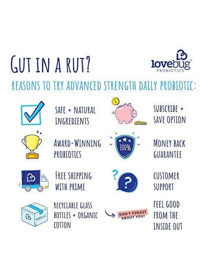 LoveBug Probiotics Lovebug Award Winning Maximum Strength ; Rebuild & Restore Immune And Digestive Microbiome ; 10 Clinically Studied Strains For Constipation Diarrhea & Upset Stomach ; 50 Billion Cfu - Image 5