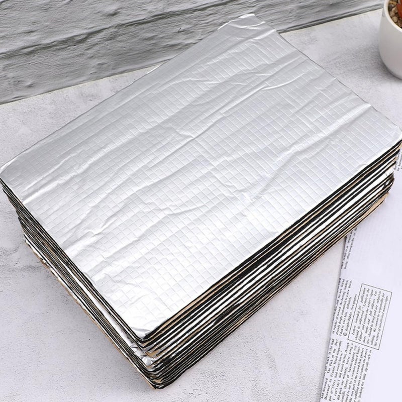 حصيرة عازلة للصوت للسيارة 10 قطع 40x25 سم بسمك 5 مم درع حراري من رقائق الألومنيوم عازل للصوت لغطاء المحرك مواد عزل الضوضاء والحرارة للسيارة - Image 4