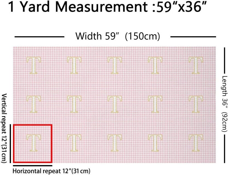 Erosebridal Initial Letter T Upholstery Fabrics Check Plaid Pink Outdoor Fabric By The Yard 5 Yard Checkerboard Monogram Waterproof Fabric for Chairs Checkered Grid Alphabet Indoor Home DIY Decor - Image 3