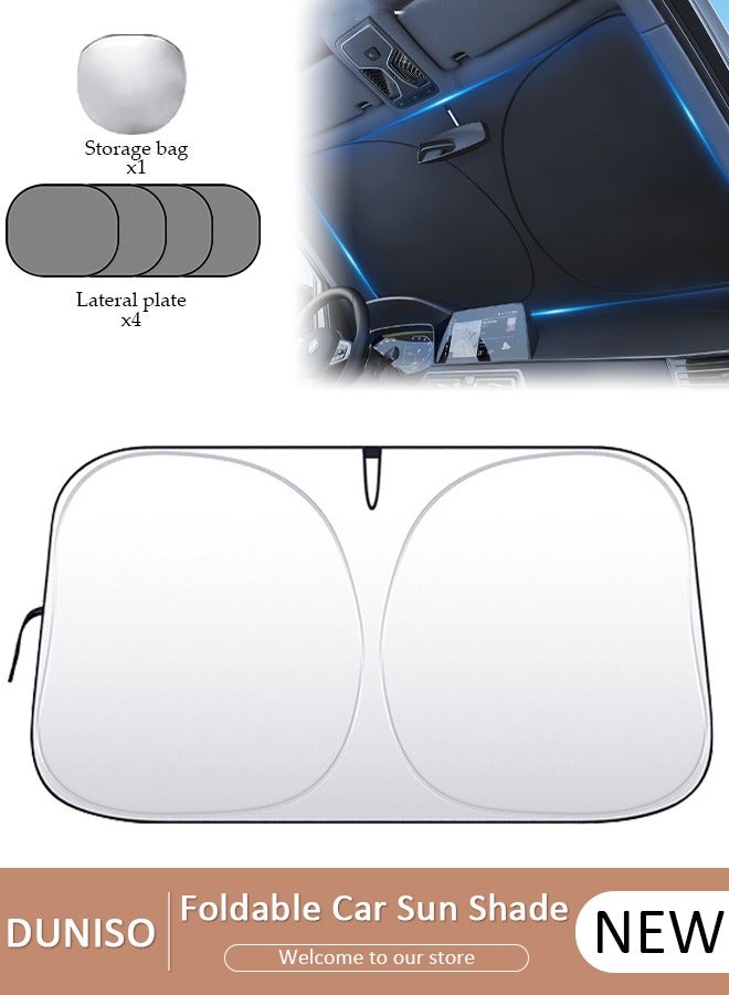 DUNISO Foldable Car Windshield Sun Shade with 4 Side Window Sunshade And Storage Pouch, Fits for Car, SUV, Sedan Front Window Windshields Visor Heat Protection & Interior Cooler to Keep Vehicle Cool - Image 1