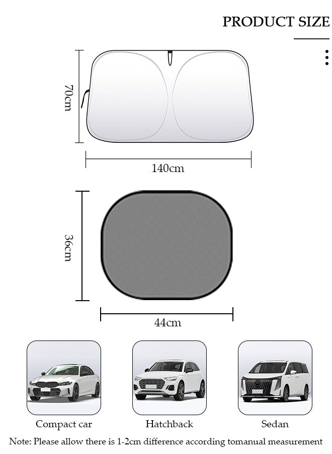 DUNISO Foldable Car Windshield Sun Shade with 4 Side Window Sunshade And Storage Pouch, Fits for Car, SUV, Sedan Front Window Windshields Visor Heat Protection & Interior Cooler to Keep Vehicle Cool - Image 2