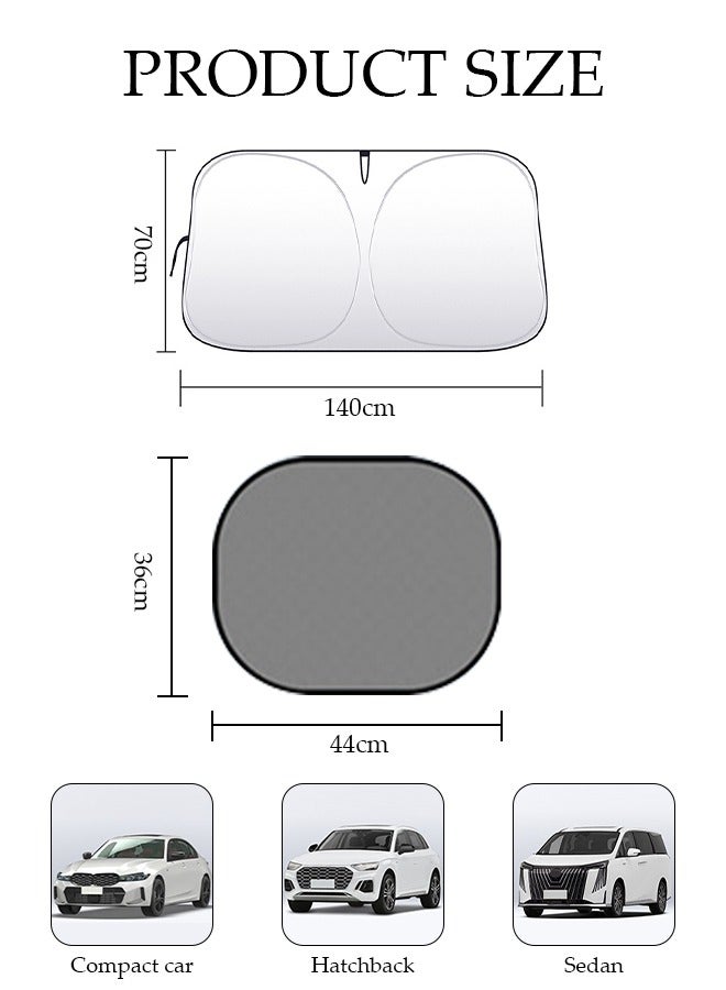 DUNISO Foldable Car Windshield Sun Shade with 4 Side Window Sunshade And Storage Pouch, Fits for Car, SUV, Sedan Front Window Windshields Visor Heat Protection & Interior Cooler to Keep Vehicle Cool  - Image 4