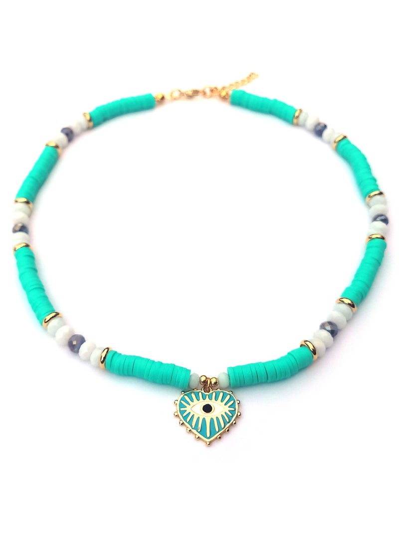 Alwan Surfer Necklace with Eye in Heart - Image 1