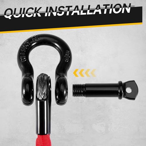 Gedlex 2FT ATV Recovery Strap 18000lb with Winch Hook and D Ring Shackle Synthetic Tow Recovery Rope with Loops Premium Mudding Accessories - Image 5