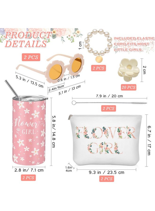 Inbagi Inbagi 12 Pcs Flower Girl Set Including Flower Girl Tumbler Round Flower Sunglasses Canvas Bag Will You Be My Flower Girl Proposal Card Bracelet Hair Clip for Wedding Engagement Bridal Party (Blush)  - Image 2