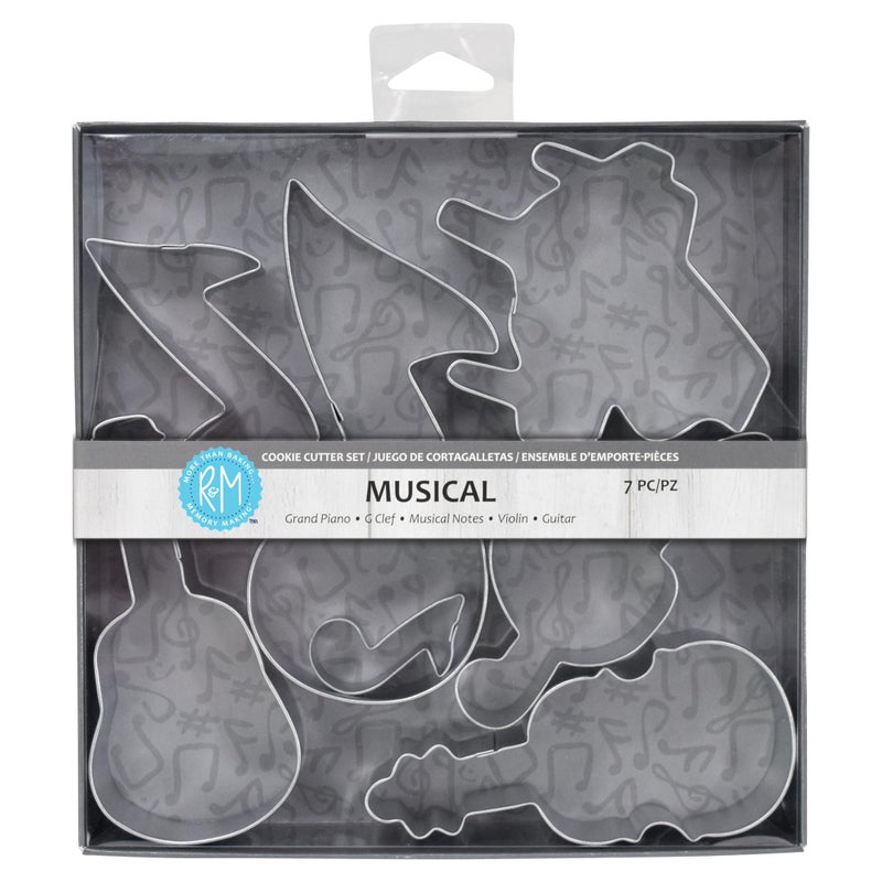 RM International Musical Cookie Cutters Piano 3 Music Notes G Clef Guitar Violin 6Piece Set