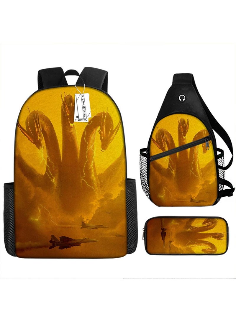 general 3-Piece Godzilla VS Kong 3D Print Backpack Set - Image 1