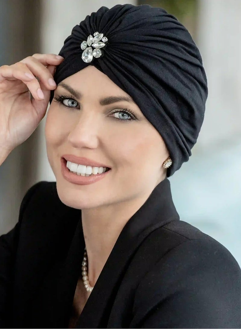 Rung Celine Black White Diamond - Bamboo Fabric Headwear for Women - Image 1