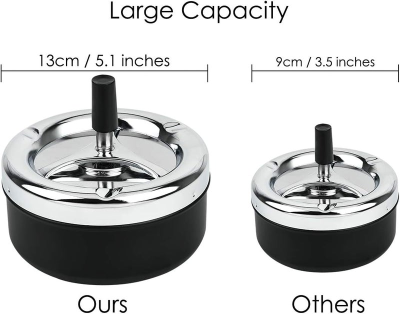 SCSpecial Round Ashtray Large Push Down Spinning Cigarette Ash Tray, Smokeless Ash Holder, 13 cm - Image 3