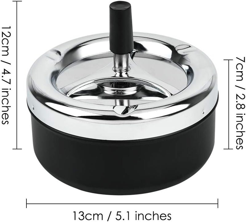 SCSpecial Round Ashtray Large Push Down Spinning Cigarette Ash Tray, Smokeless Ash Holder, 13 cm - Image 2