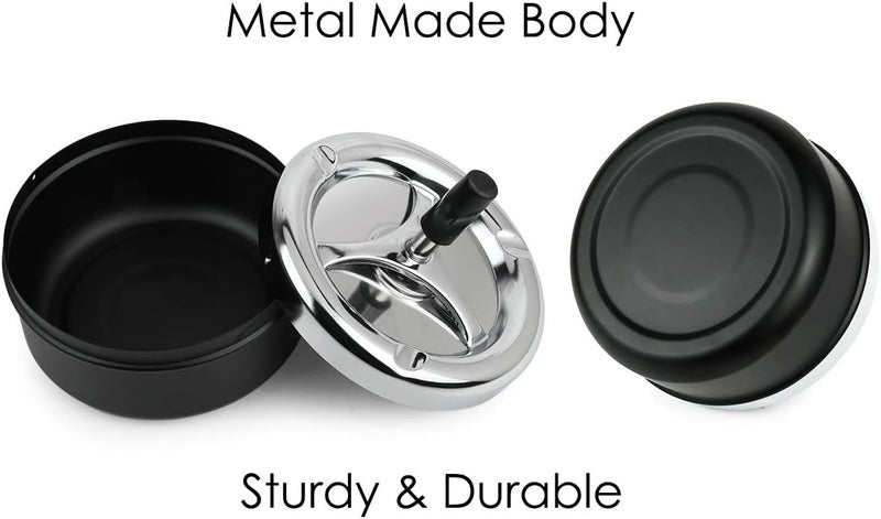 SCSpecial Round Ashtray Large Push Down Spinning Cigarette Ash Tray, Smokeless Ash Holder, 13 cm - Image 4
