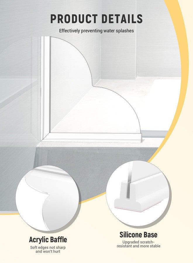 EVOULTES 2 Pack Large Shower Splash Guard Kit, Upgrade 9.25 x 9.25 Bathtub Shower Water Splash Guards, Self-Adhesive Shower Guards to Keep Water in Shower, Shower Water Blocker from Splashing Out - Image 3