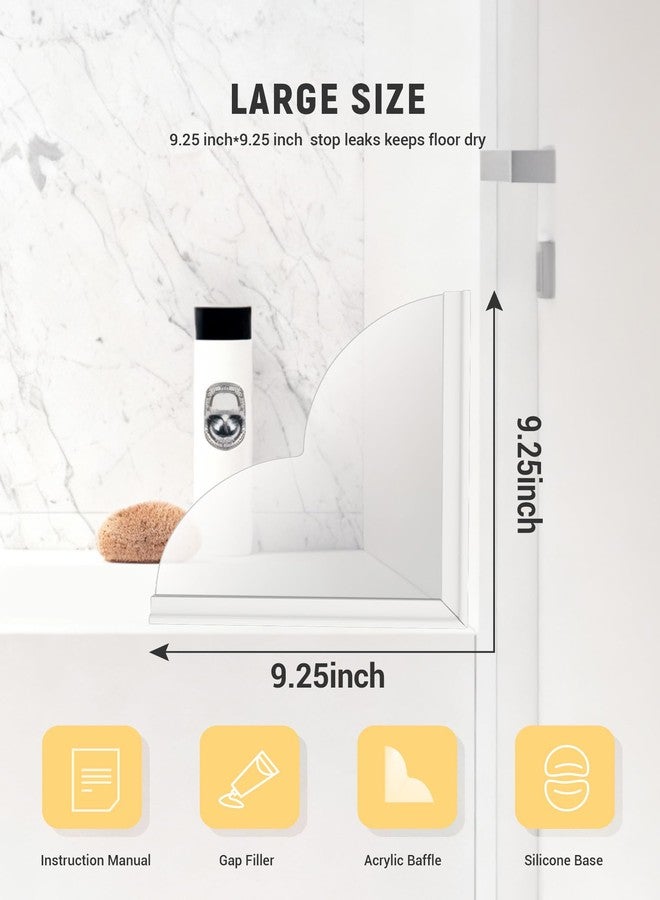 EVOULTES 2 Pack Large Shower Splash Guard Kit, Upgrade 9.25 x 9.25 Bathtub Shower Water Splash Guards, Self-Adhesive Shower Guards to Keep Water in Shower, Shower Water Blocker from Splashing Out - Image 2