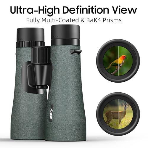 IBQ 12x50 UHD Binoculars for Adults High Powered with Upgraded Phone Adapter Large View Lightweight IPX7 Waterproof BAK4 Prism Binoculars for Hunting Bird Watching Cruise - Image 3