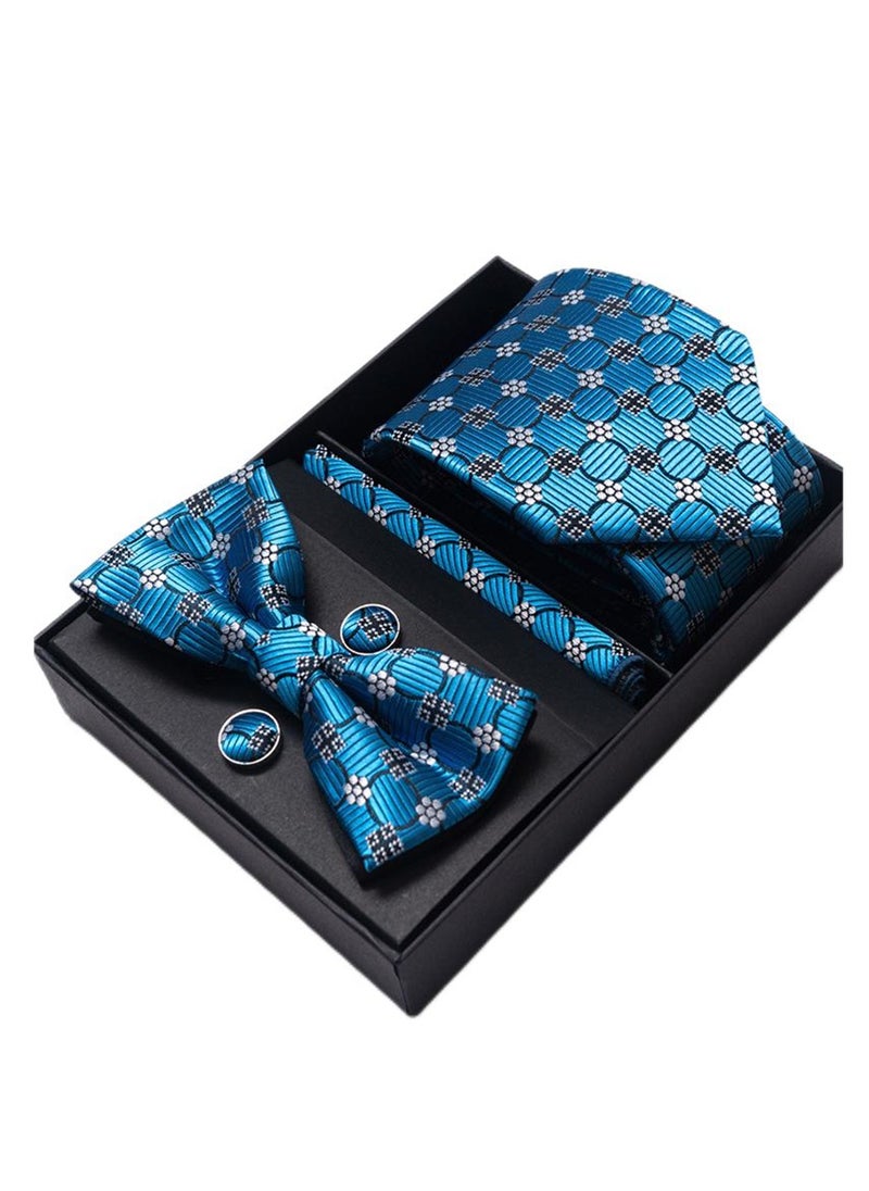 Generic - 5 pcs high-end tie for men business professional formal tie bow tie cufflinks square scarf fashion accessories gift box - Image 1