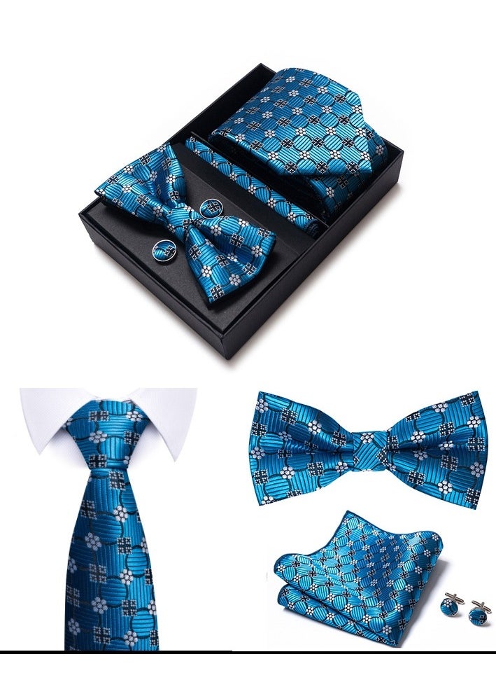 Generic - 5 pcs high-end tie for men business professional formal tie bow tie cufflinks square scarf fashion accessories gift box - Image 1