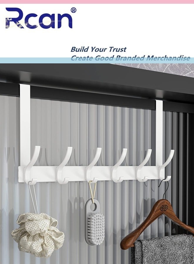 Rcan Door Hanger Over The Door Hooks Door Towel Rack Silent Door Hook for Hanging Bathroom Door Hanger Room Kitchen Door Front Door Rear Door Hanger 6 Hooks - Image 1