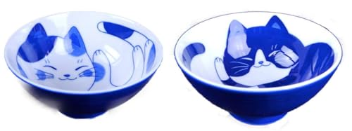 Mino Ware Minorutouki Cat Design "NEKOCHIGURA" Rice Bowl MIKE & HACHIWARE Small Size 2 pattern set φ4.6×H2.4in 6.63oz Made in Japan - Image 5