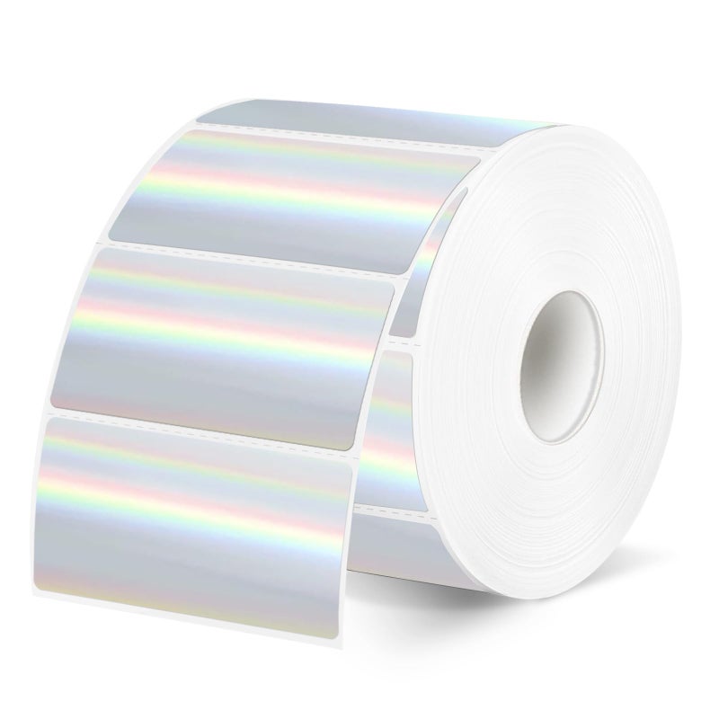STARLIBOO 2x1 Inch Holographic Thermal Labels, Silver Glitter Thermal Printer Stickers, Waterproof Self-Adhesive Shipping Label Printer Sticker for Barcode, Name, Address, 300 Labels/Roll - Image 1