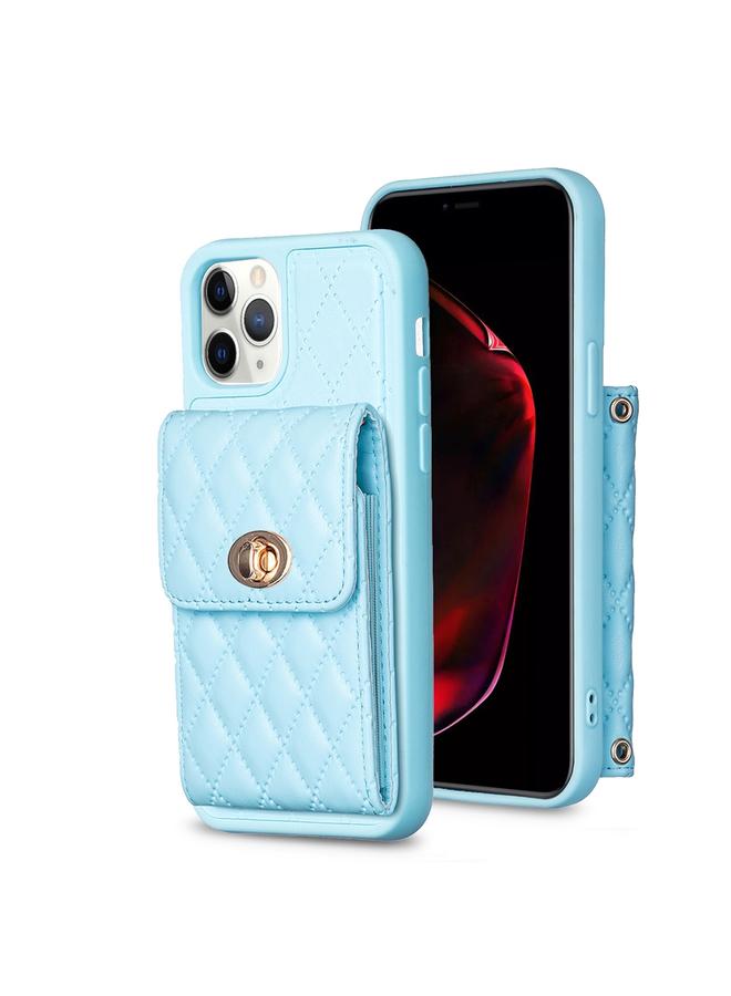 erorex Case For iPhone 11 Pro Vertical Metal Buckle Wallet Rhombic Leather Phone Case  - Image 1