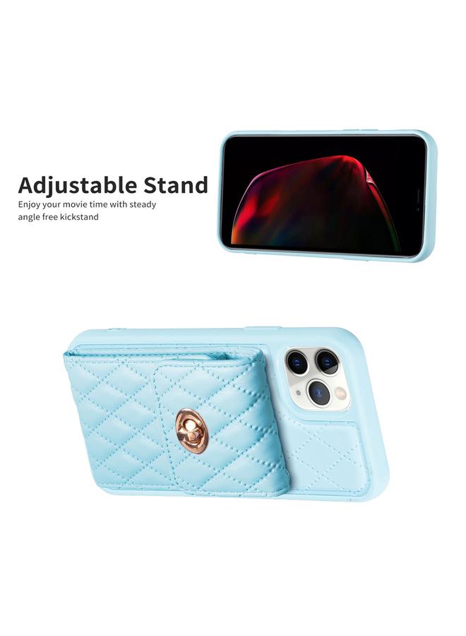 erorex Case For iPhone 11 Pro Vertical Metal Buckle Wallet Rhombic Leather Phone Case  - Image 5