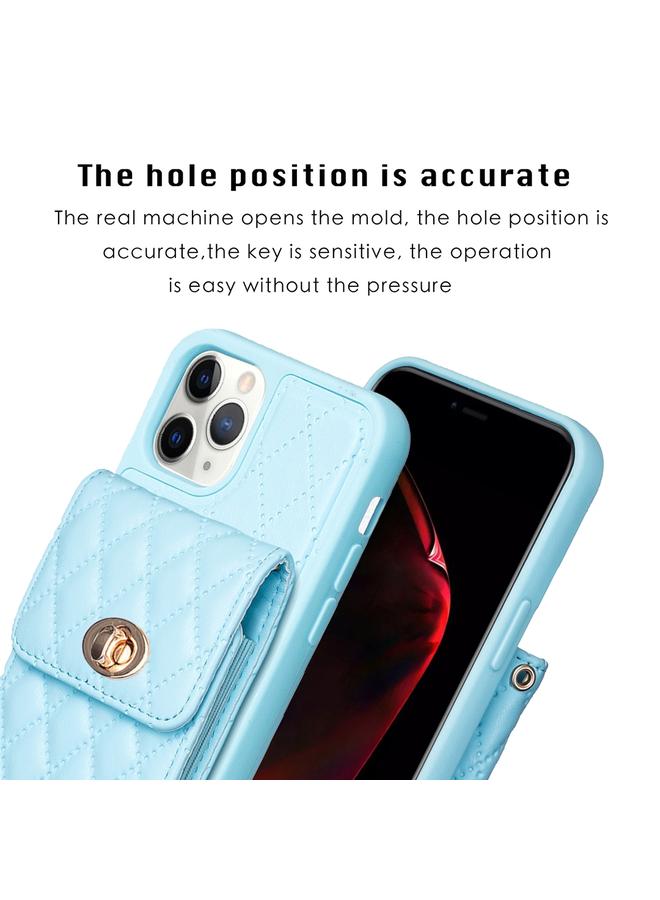 erorex Case For iPhone 11 Pro Vertical Metal Buckle Wallet Rhombic Leather Phone Case  - Image 3