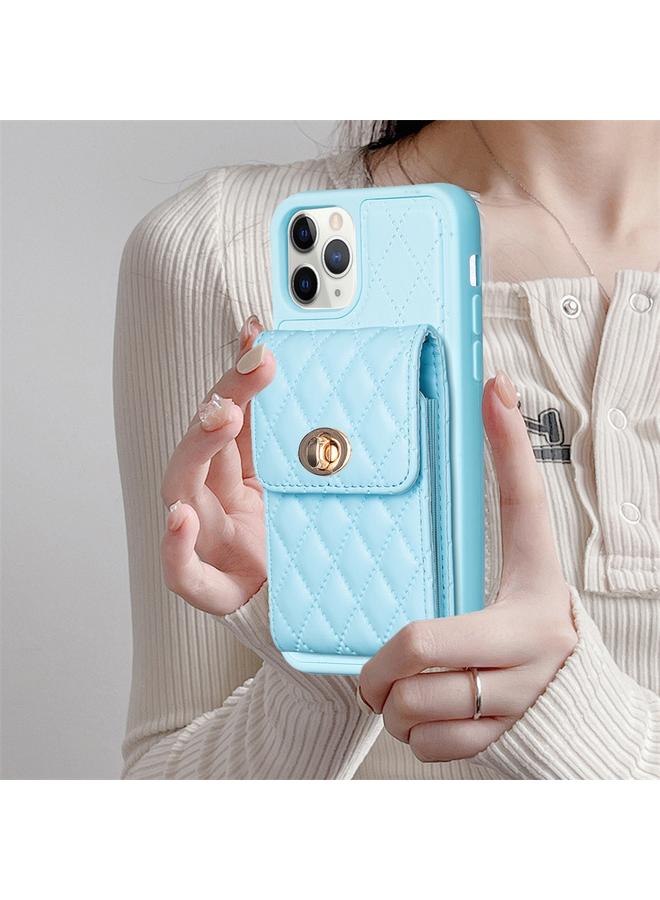 erorex Case For iPhone 11 Pro Vertical Metal Buckle Wallet Rhombic Leather Phone Case  - Image 2