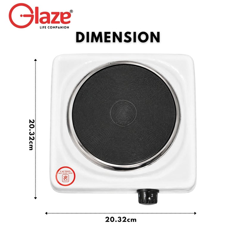 جليز موقد كهربائي بقدرة 1000 واط بعين واحدة – موقد كهربائي محمول للتسخين السريع يوضع على الطاولة مع تحكم قابل للتعديل في درجة الحرارة، مناسب لتحضير القهوة والشاي والطبخ والسفر – لون أبيض - Image 3