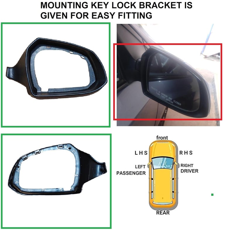 STYCARO -ORVM Side View Mirror Front Ring for Hundai Xcent 2013-2020 Model -Black (RIGHT DRIVER SIDE) - Image 2
