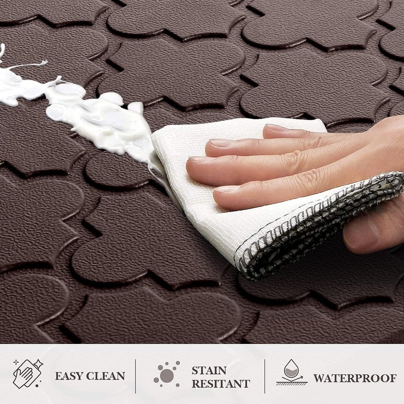Ofrdncy Kitchen Mat [2 PCS] Extra thick 12mm Cushioned Anti-Fatigue Floor Mat, Waterproof Non-Skid, Ergonomic Comfort Foam Kitchen Rugs, Standing Mat for Kitchen, Floor,Office, Sink(Deep Brown) - Image 4