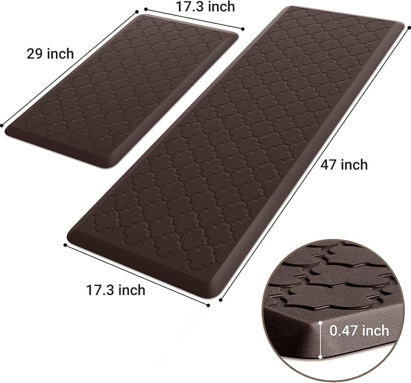 Ofrdncy Kitchen Mat [2 PCS] Extra thick 12mm Cushioned Anti-Fatigue Floor Mat, Waterproof Non-Skid, Ergonomic Comfort Foam Kitchen Rugs, Standing Mat for Kitchen, Floor,Office, Sink(Deep Brown) - Image 2