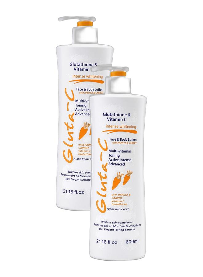 GLUTA C Glutathione and Vitamin C Whitening Face and Body Lotion with Papaya and Carrot 600 ml Bundle - Image 1