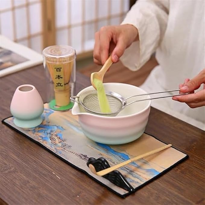 TAME Matcha Whisk Set Bamboo Matcha Whisk And Bowl With Spout Scoop Spoon Sifter Whisk Holder Perfect Matcha Starter Kit For Matcha Tea Ceremony - Image 3