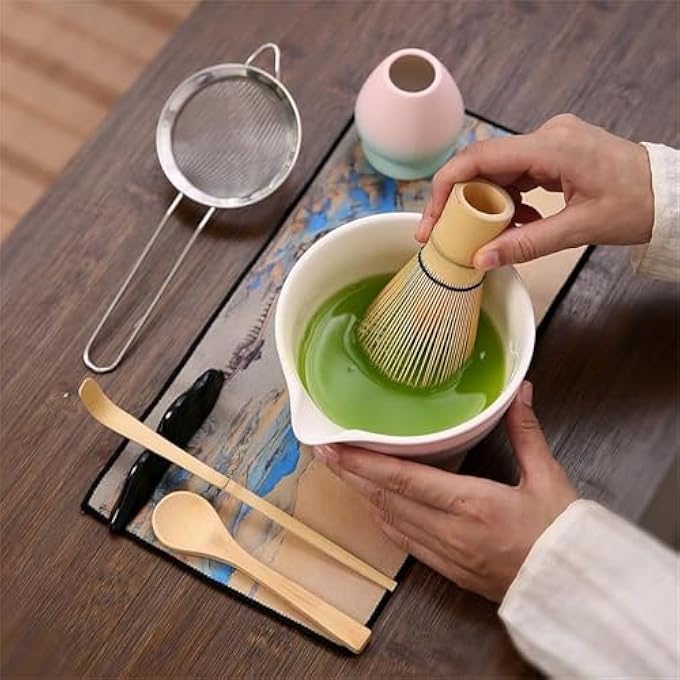 TAME Matcha Whisk Set Bamboo Matcha Whisk And Bowl With Spout Scoop Spoon Sifter Whisk Holder Perfect Matcha Starter Kit For Matcha Tea Ceremony - Image 4