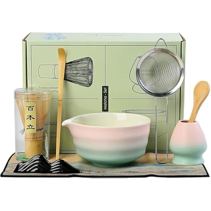TAME Matcha Whisk Set Bamboo Matcha Whisk And Bowl With Spout Scoop Spoon Sifter Whisk Holder Perfect Matcha Starter Kit For Matcha Tea Ceremony - Image 1