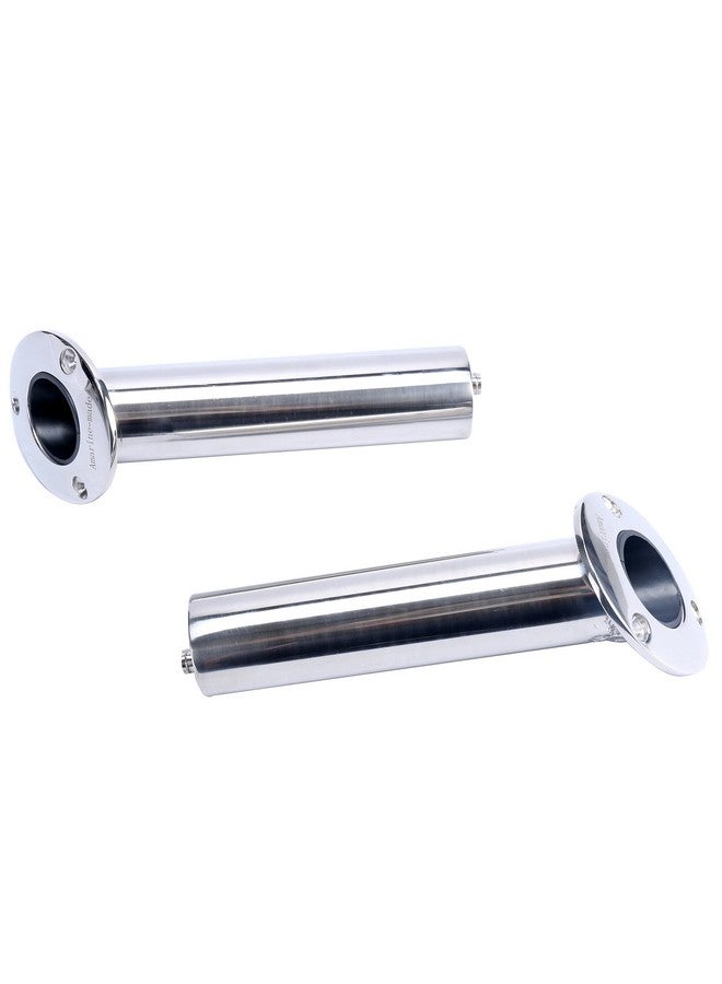 Amarine Made Amarine-made (Set of 2) Heavy Duty Stainless Steel 316 Deluxe Rod Holders with Drain, Flush Mount Fishing Rod Pole Holders, 30 Degree - Image 2