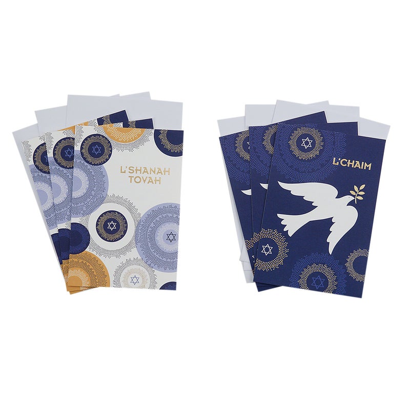 Hallmark Tree of Life Rosh Hashanah Card Assortment  L'Shanah Tovah and L'Chaim (6 cards with Envelopes) - Image 1