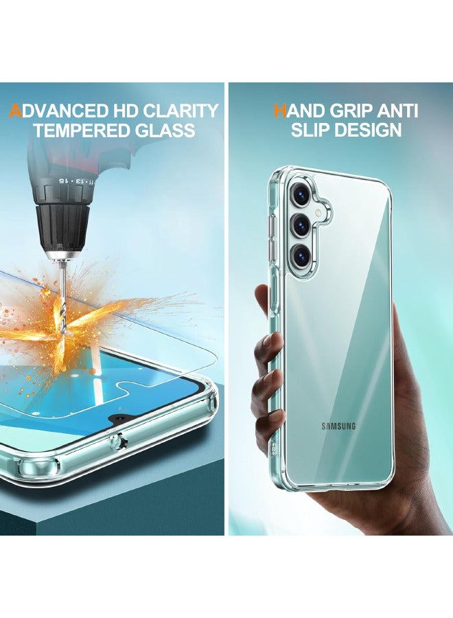 Samsung Galaxy A16 Case with HD Tempered Glass Screen Protector,  [Anti Drop][Anti Scratch][Anti Slip][Anti Fingerprint][Anti Yellowing] Slim Hard Case Cover for Samsung Galaxy A16 6.7 inch (Clear, 1+1 Pack) - Image 4
