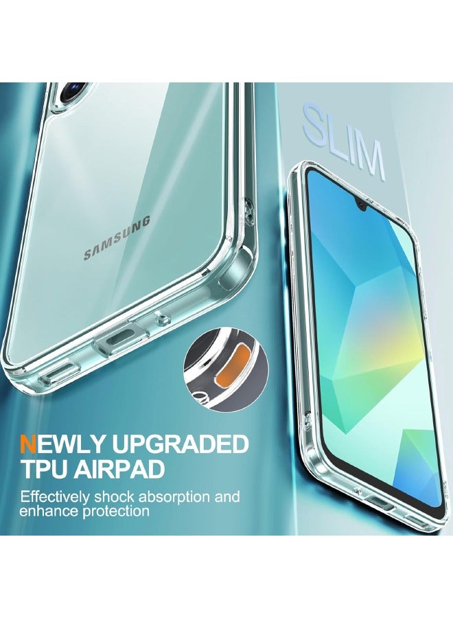 Samsung Galaxy A16 Case with HD Tempered Glass Screen Protector,  [Anti Drop][Anti Scratch][Anti Slip][Anti Fingerprint][Anti Yellowing] Slim Hard Case Cover for Samsung Galaxy A16 6.7 inch (Clear, 1+1 Pack) - Image 5