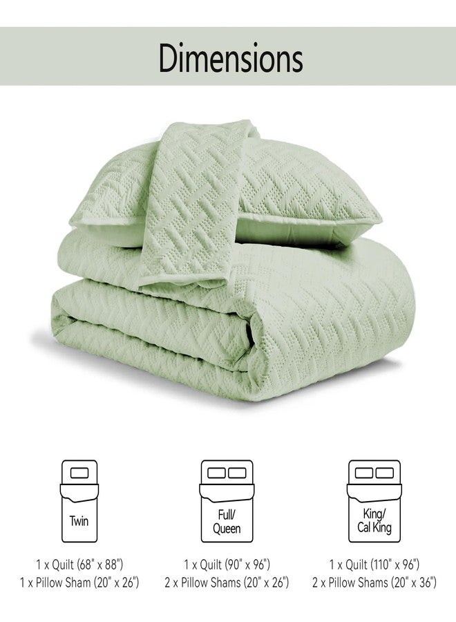 FLYMME Quilts Queen Size, Lightweight Sage Green Bedspreads, Basket Weave Pattern,Ultra Soft Microfiber Bed Coverlet 3 Pieces for All-Season (1 Quilt, 2 Shams) - Image 4
