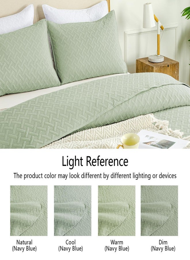 FLYMME Quilts Queen Size, Lightweight Sage Green Bedspreads, Basket Weave Pattern,Ultra Soft Microfiber Bed Coverlet 3 Pieces for All-Season (1 Quilt, 2 Shams) - Image 5