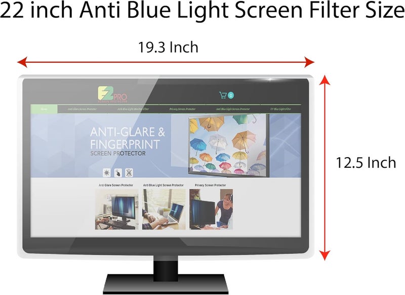 EZ-Pro Screen Protector Premium Anti Blue Light Screen filter for 22 Inches Computer Monitor, Screen Filter Size is 12.5" Height x19.3" Width, Blocks Harmful Blue Light, Reduce Digital Eye Strain Help Sleep Better - Image 2