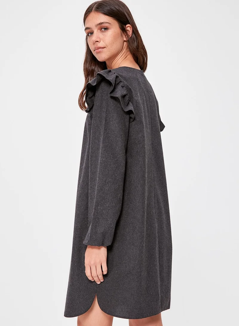trendyol Embroidered Ruffle Dress